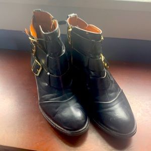 Black Booties with gold buckles